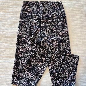 lululemon athletica Black and Pink Floral Leggings